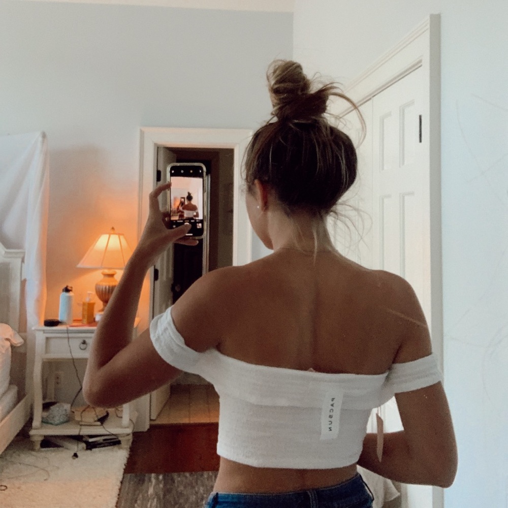 White lace up tube top
